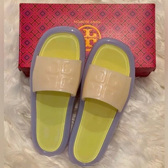 Tory Burch Sandals Bubble Slides Jelly Cloud Purple & Neon SZ 11 NEW WITH BOX! - Picture 7 of 11